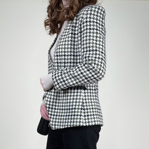 Vintage Houndstooth Blazer Jacket Coat Preppy Academia Quiet Luxury Old Money - Picture 2 of 10